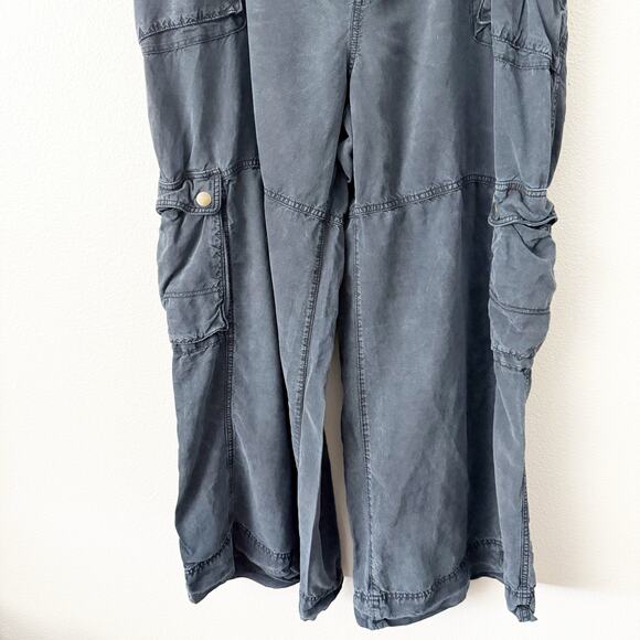 PILCRO x ANTHROPOLOGIE | Len Beach Cargo Pants Viscose Linen Navy Blue | 18W - Picture 5 of 8